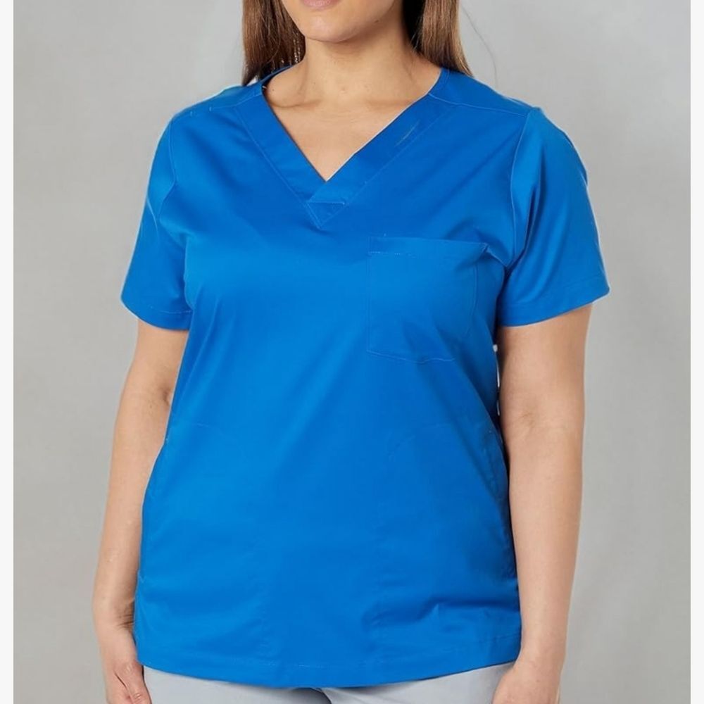 Amazon Essentials Women's Classic Fit Split Neck Crew Scrub Top -NWT
